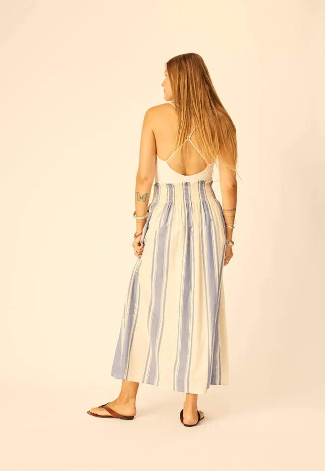 Bella Skirt French Stripe Blue Women Natalie Martin Bottoms