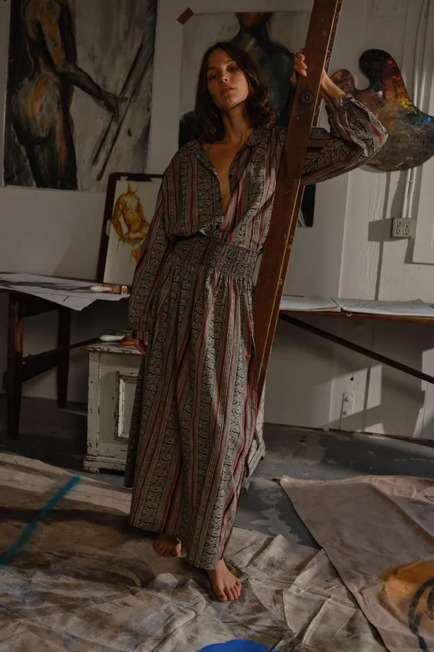 Bella Skirt Paisley Stripe Black Women Natalie Martin Bottoms Bella Skirt Paisley Stripe Black Women Natalie Martin Bottoms