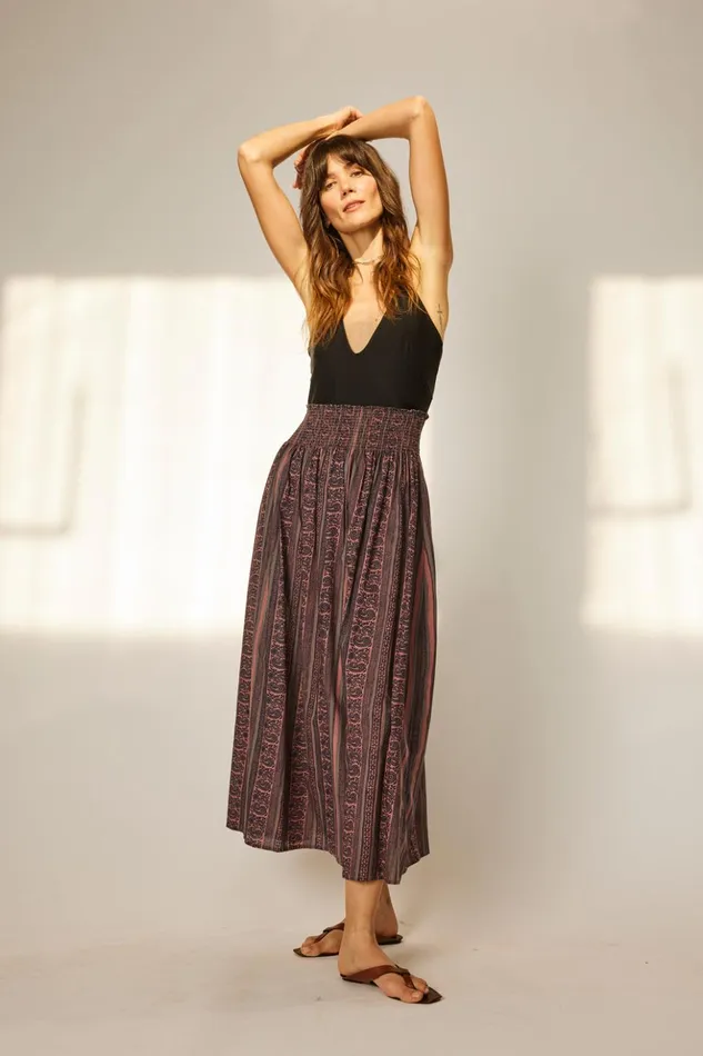 Bella Skirt Paisley Stripe Heather Women Natalie Martin Bottoms Bella Skirt Paisley Stripe Heather Women Natalie Martin Bottoms