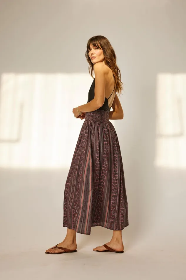 Bella Skirt Paisley Stripe Heather Women Natalie Martin Bottoms Bella Skirt Paisley Stripe Heather Women Natalie Martin Bottoms
