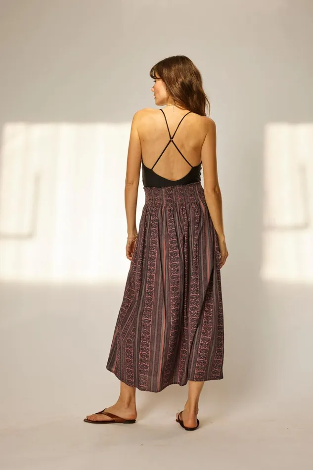 Bella Skirt Paisley Stripe Heather Women Natalie Martin Bottoms Bella Skirt Paisley Stripe Heather Women Natalie Martin Bottoms