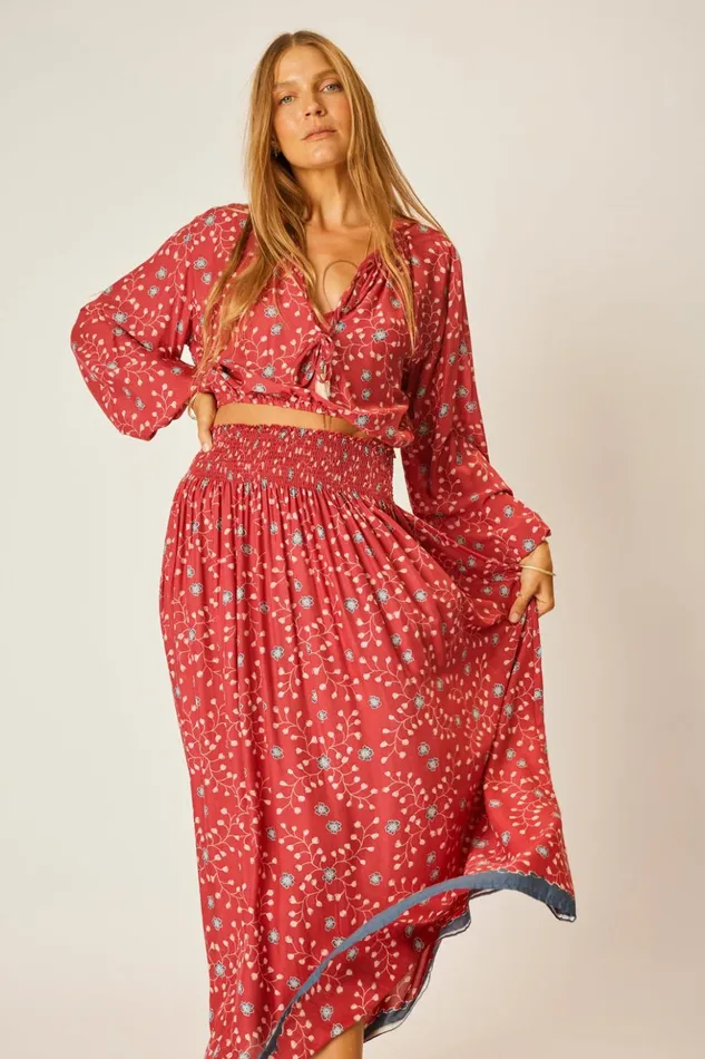 Bella Skirt Pinwheel Barn Red Women Natalie Martin Bottoms