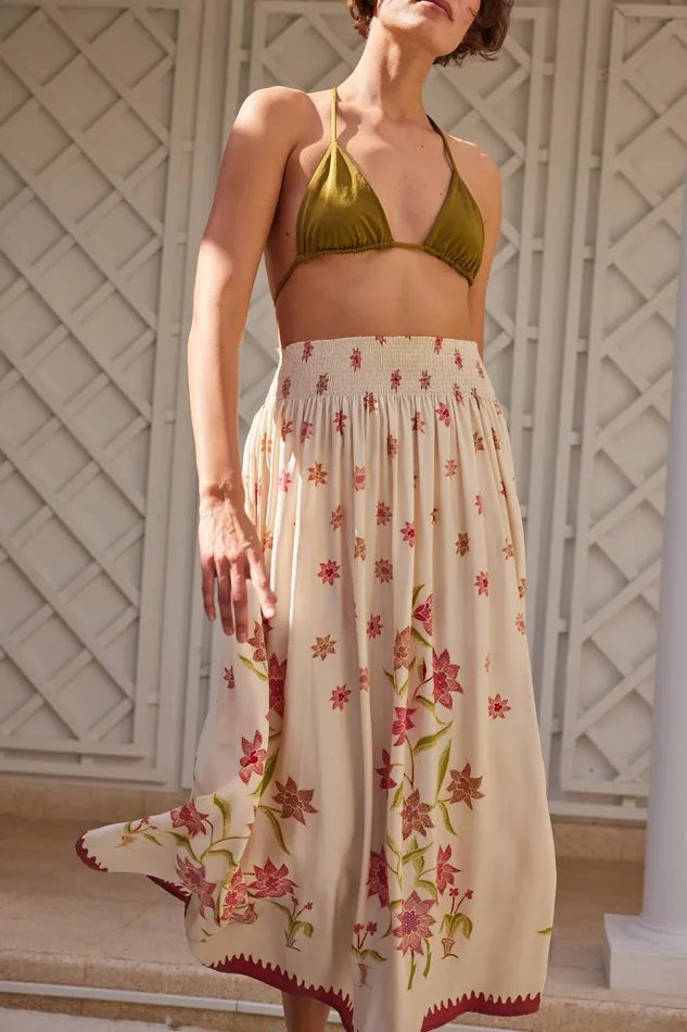 Bella Skirt Starflower Cream Women Natalie Martin Bottoms