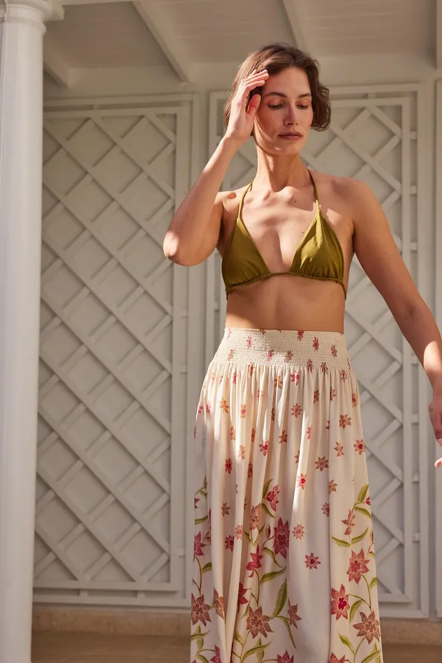 Bella Skirt Starflower Cream Women Natalie Martin Bottoms