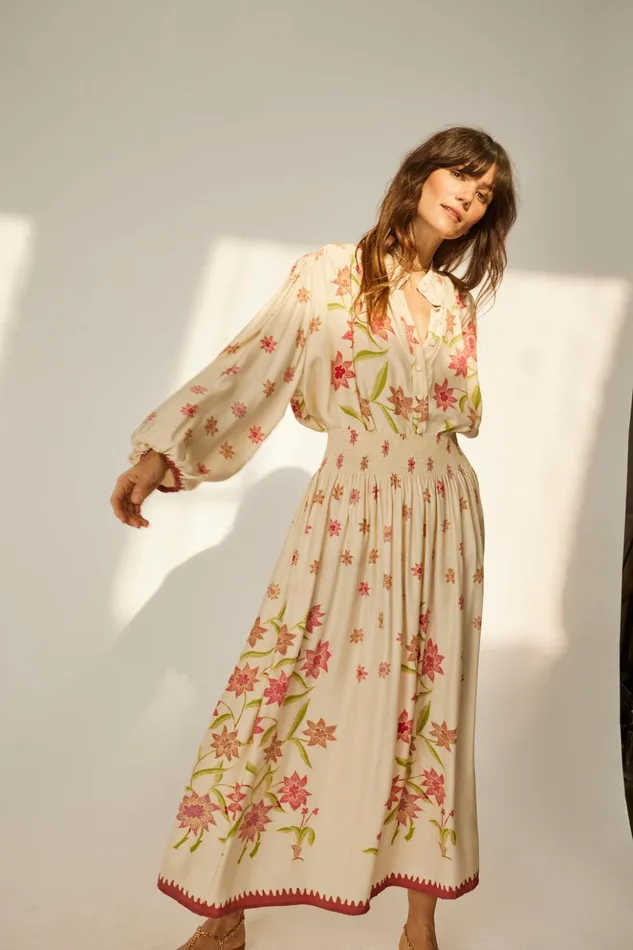 Bella Skirt Starflower Cream Women Natalie Martin Bottoms