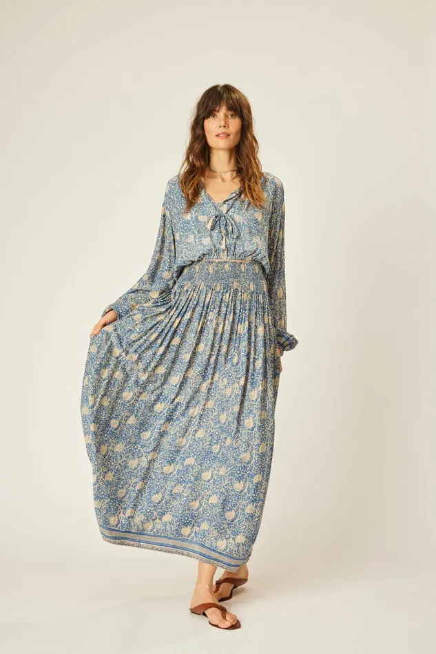 Bella Skirt Water Lily Blue Women Natalie Martin Bottoms