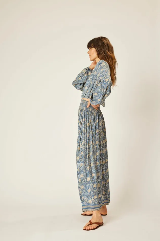Bella Skirt Water Lily Blue Women Natalie Martin Bottoms