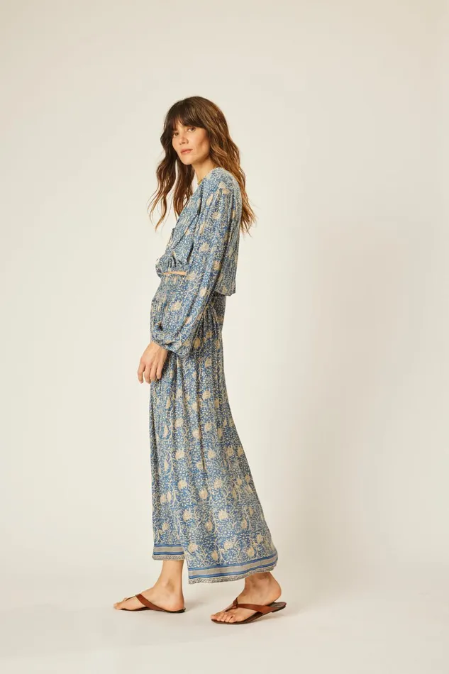 Bella Skirt Water Lily Blue Women Natalie Martin Bottoms