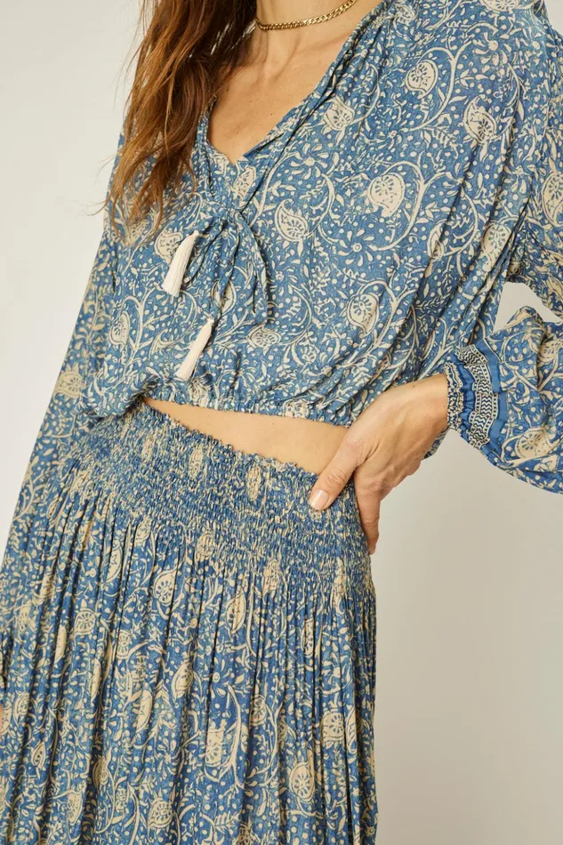 Bella Skirt Water Lily Blue Women Natalie Martin Bottoms