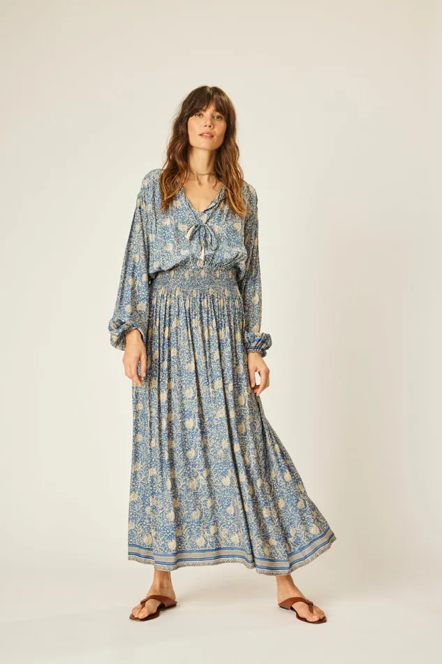 Bella Skirt Water Lily Blue Women Natalie Martin Bottoms