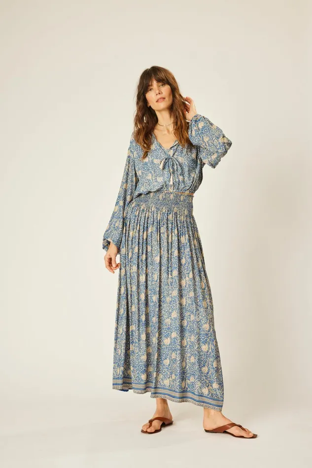 Bella Skirt Water Lily Blue Women Natalie Martin Bottoms
