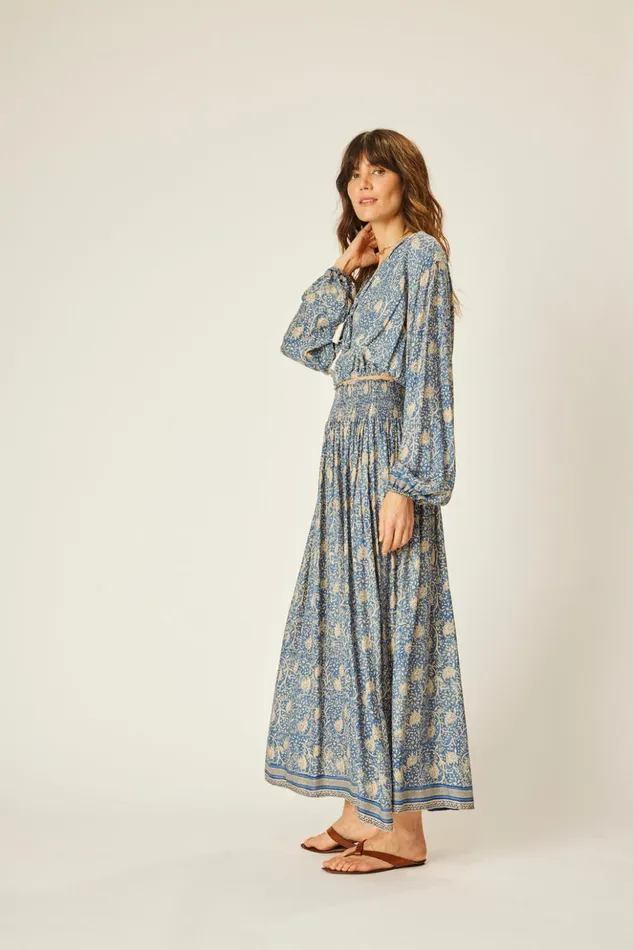 Bella Skirt Water Lily Blue Women Natalie Martin Bottoms