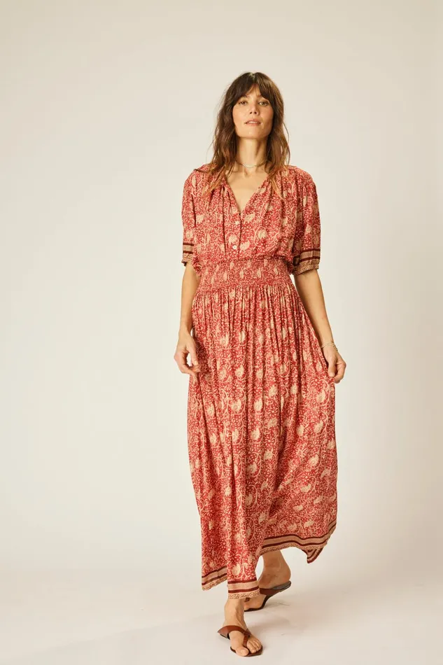 Bella Skirt Water Lily Terracotta Women Natalie Martin Bottoms Bella Skirt Water Lily Terracotta Women Natalie Martin Bottoms