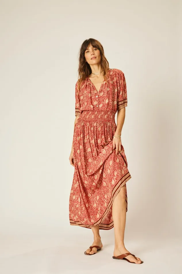 Bella Skirt Water Lily Terracotta Women Natalie Martin Bottoms Bella Skirt Water Lily Terracotta Women Natalie Martin Bottoms