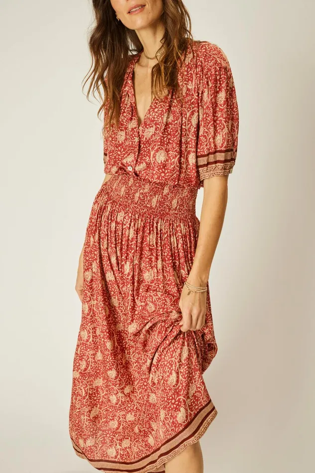 Bella Skirt Water Lily Terracotta Women Natalie Martin Bottoms Bella Skirt Water Lily Terracotta Women Natalie Martin Bottoms