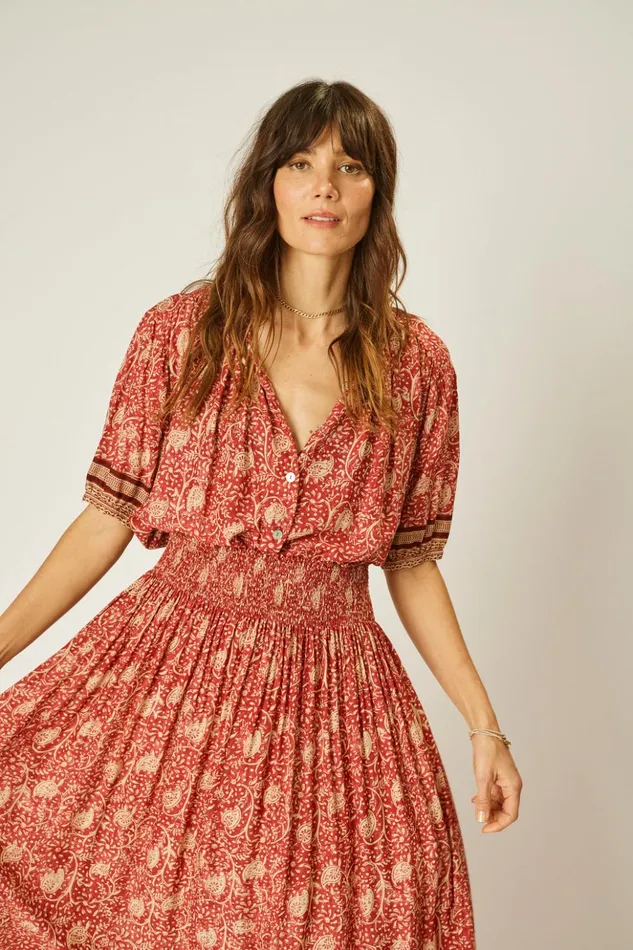 Bella Skirt Water Lily Terracotta Women Natalie Martin Bottoms Bella Skirt Water Lily Terracotta Women Natalie Martin Bottoms