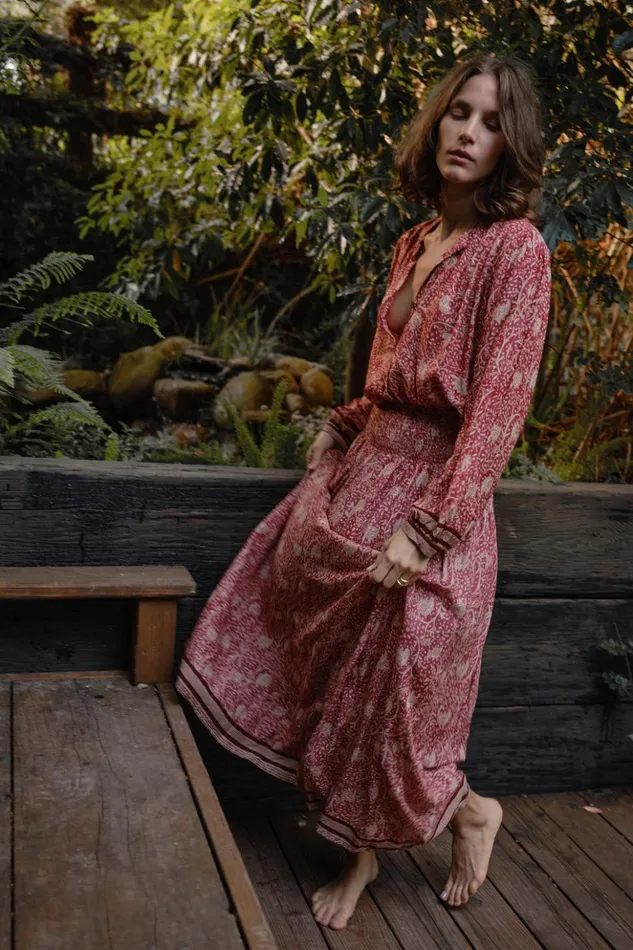 Bella Skirt Water Lily Terracotta Women Natalie Martin Bottoms Bella Skirt Water Lily Terracotta Women Natalie Martin Bottoms