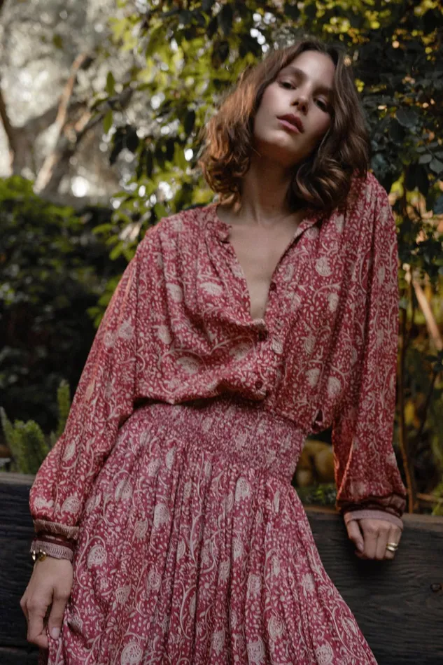 Bella Skirt Water Lily Terracotta Women Natalie Martin Bottoms Bella Skirt Water Lily Terracotta Women Natalie Martin Bottoms