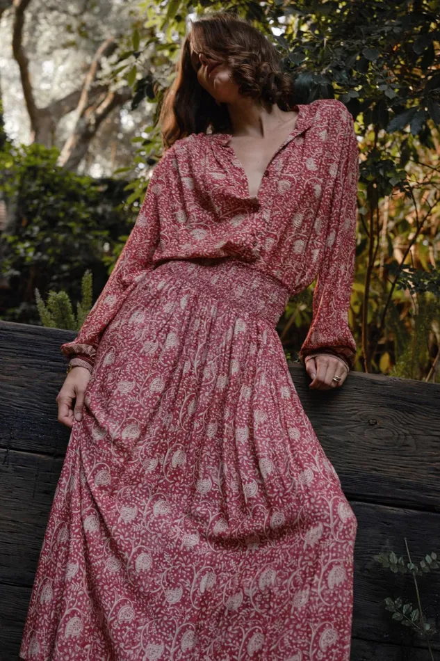 Bella Skirt Water Lily Terracotta Women Natalie Martin Bottoms Bella Skirt Water Lily Terracotta Women Natalie Martin Bottoms