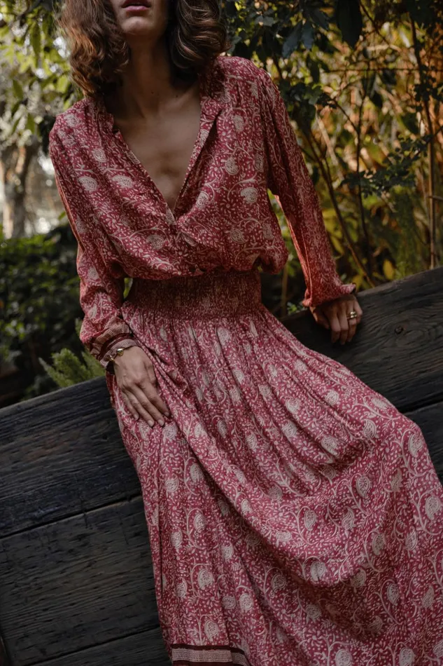 Bella Skirt Water Lily Terracotta Women Natalie Martin Bottoms Bella Skirt Water Lily Terracotta Women Natalie Martin Bottoms