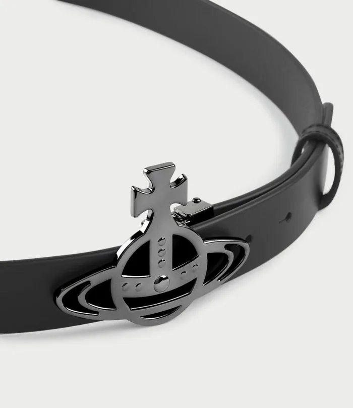 Belts And Harnesses WomenMen Vivienne Westwood Line Orb Buckle Belt In Black