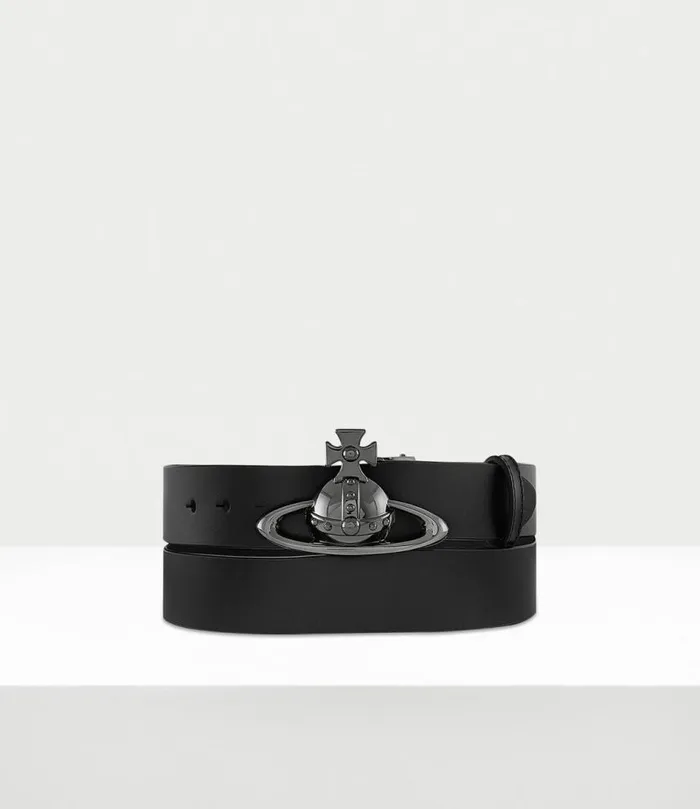 Belts And Harnesses WomenMen Vivienne Westwood Orb Buckle Belt In Black