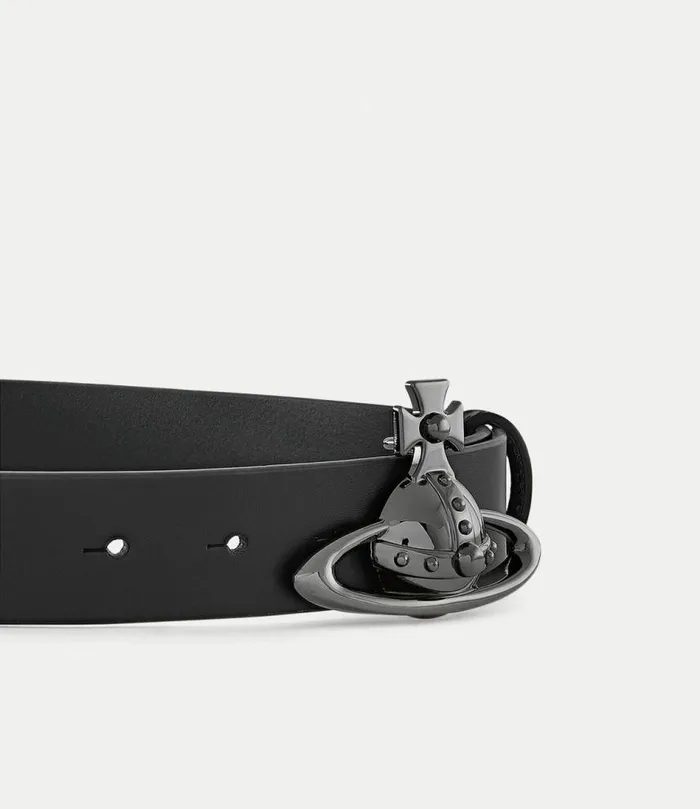 Belts And Harnesses WomenMen Vivienne Westwood Orb Buckle Belt In Black