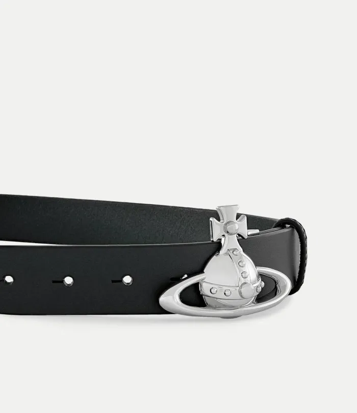 Belts And Harnesses WomenMen Vivienne Westwood Orb Buckle Palladium Belt In Black