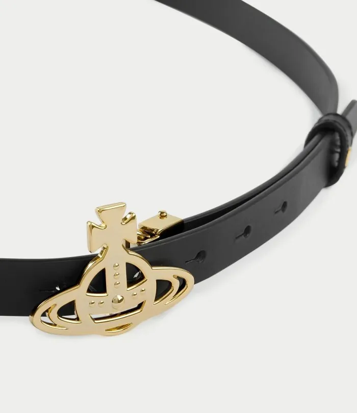 Belts And Harnesses WomenMen Vivienne Westwood Small Line Orb Buckle Belt In Black