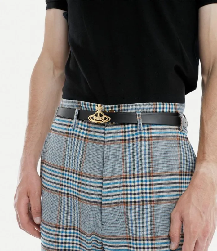 Belts And Harnesses WomenMen Vivienne Westwood Small Line Orb Buckle Belt In Black