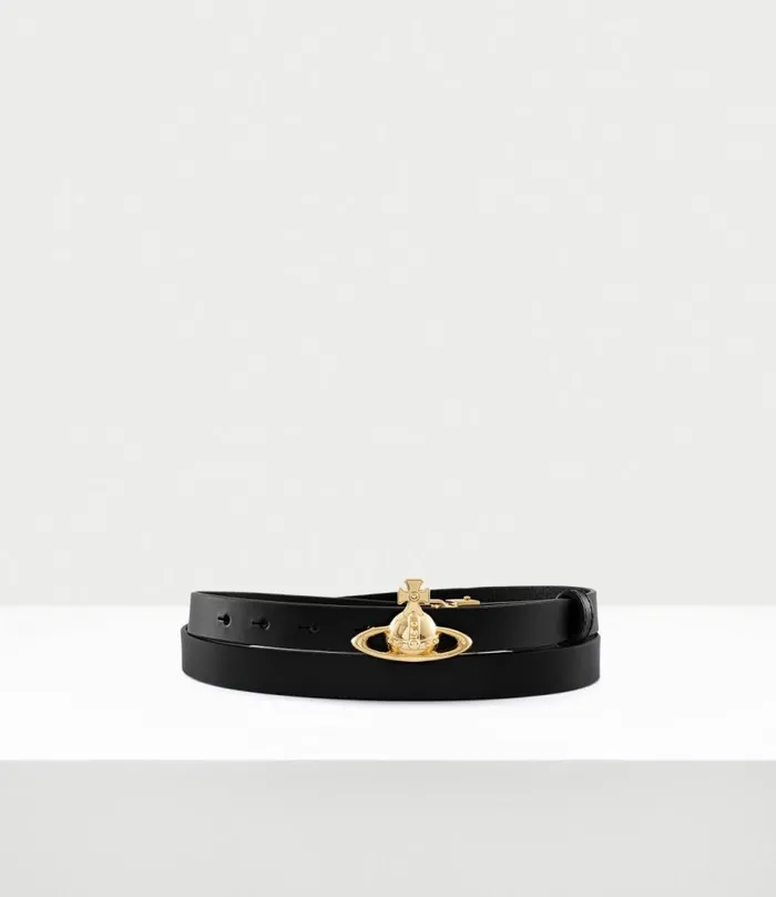 Belts And Harnesses WomenMen Vivienne Westwood Small Orb Buckle Belt In Black