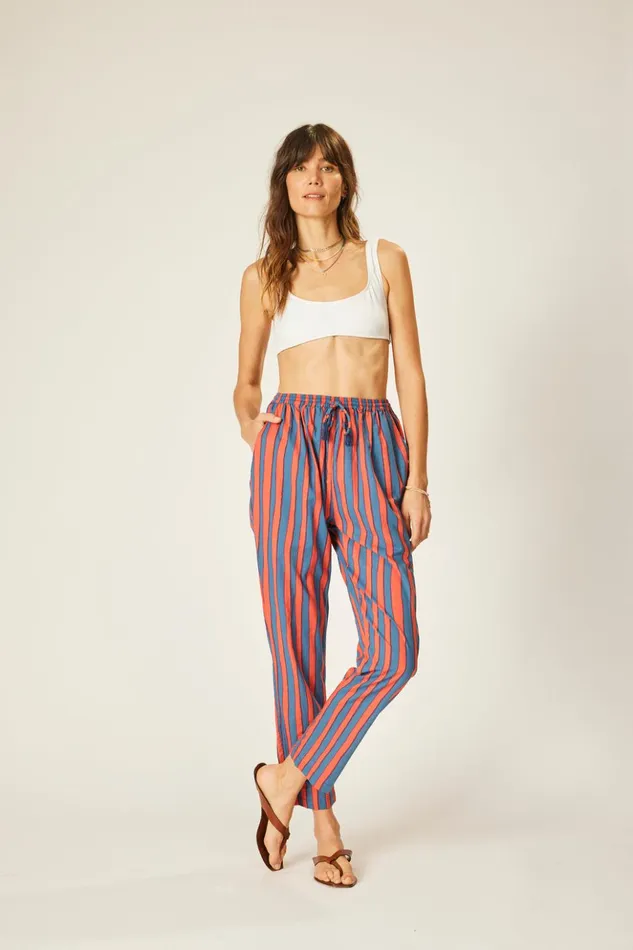 Bianca Pant Batik Stripe Blood Orange Women Natalie Martin Bottoms