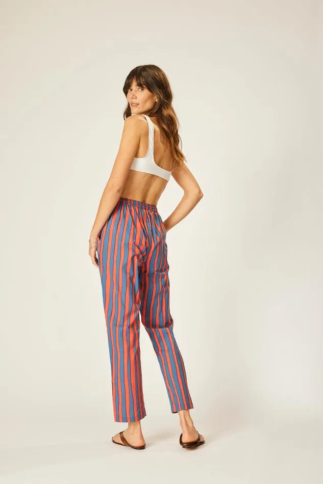 Bianca Pant Batik Stripe Blood Orange Women Natalie Martin Bottoms Bianca Pant Batik Stripe Blood Orange Women Natalie Martin Bottoms