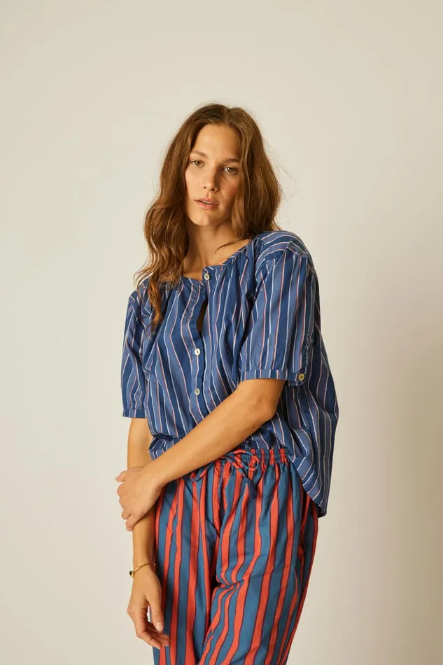Bianca Pant Batik Stripe Blood Orange Women Natalie Martin Bottoms Bianca Pant Batik Stripe Blood Orange Women Natalie Martin Bottoms