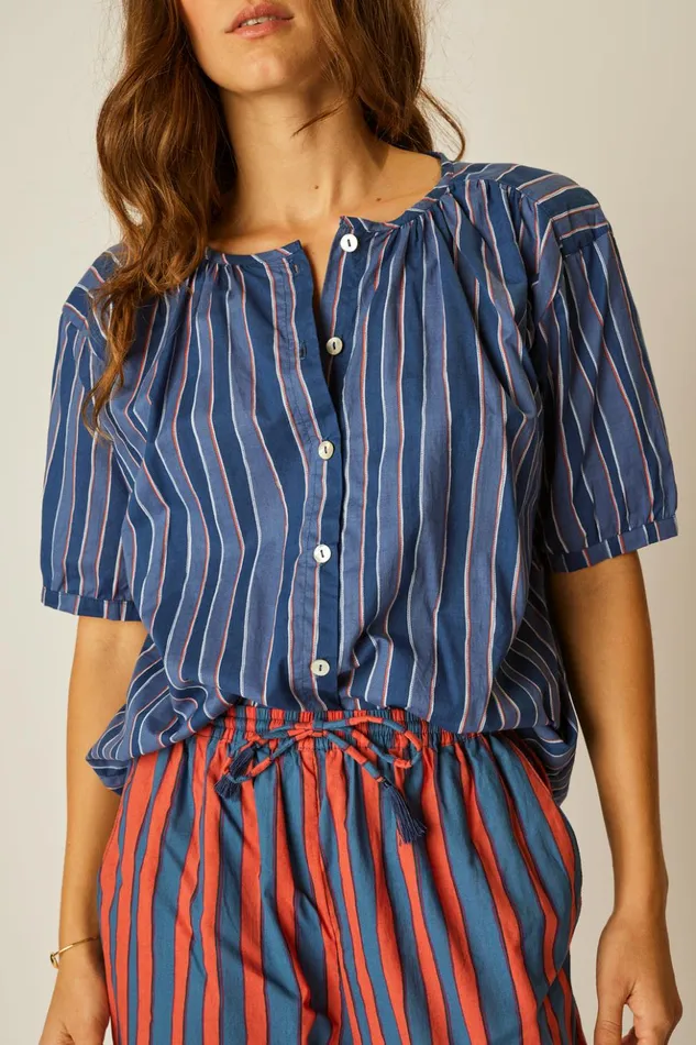 Bianca Pant Batik Stripe Blood Orange Women Natalie Martin Bottoms Bianca Pant Batik Stripe Blood Orange Women Natalie Martin Bottoms