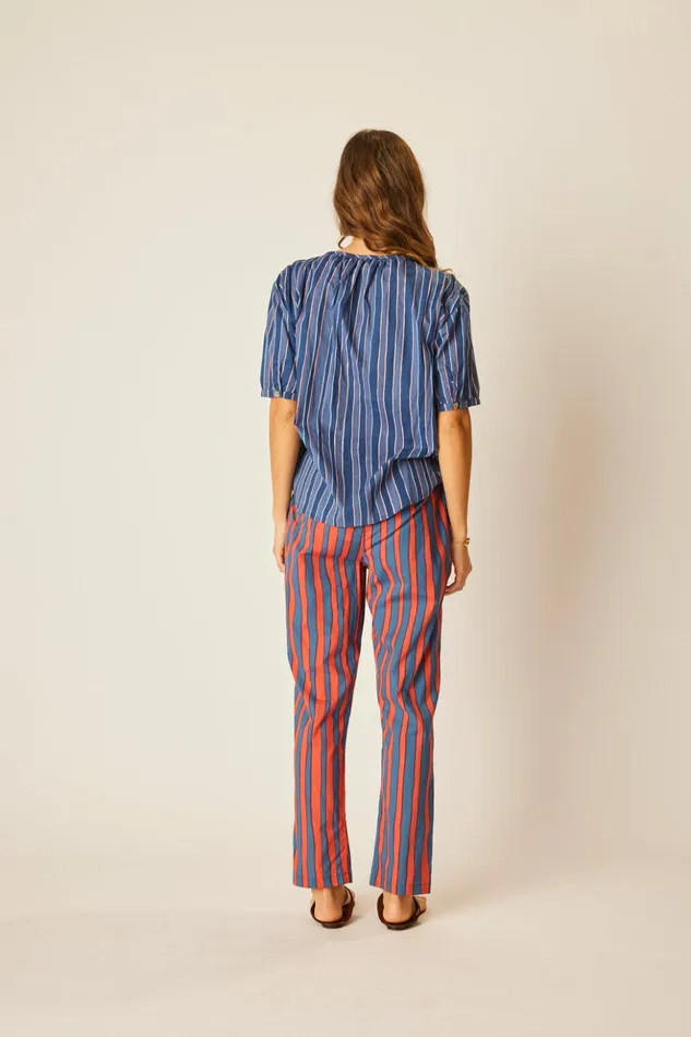 Bianca Pant Batik Stripe Blood Orange Women Natalie Martin Bottoms Bianca Pant Batik Stripe Blood Orange Women Natalie Martin Bottoms