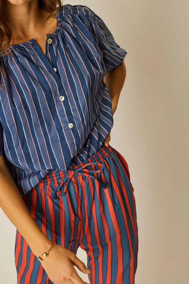 Bianca Pant Batik Stripe Blood Orange Women Natalie Martin Bottoms Bianca Pant Batik Stripe Blood Orange Women Natalie Martin Bottoms