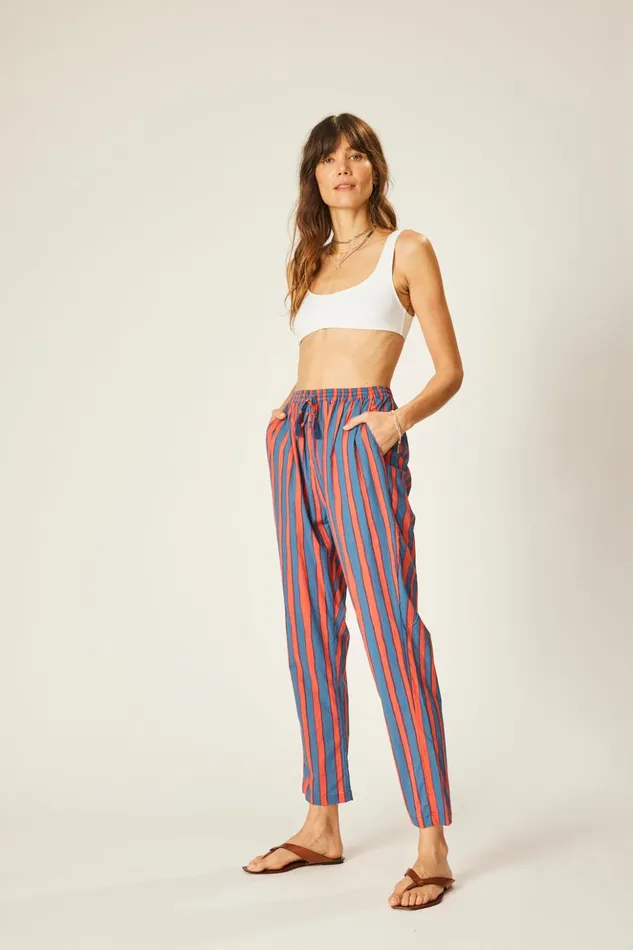 Bianca Pant Batik Stripe Blood Orange Women Natalie Martin Bottoms Bianca Pant Batik Stripe Blood Orange Women Natalie Martin Bottoms