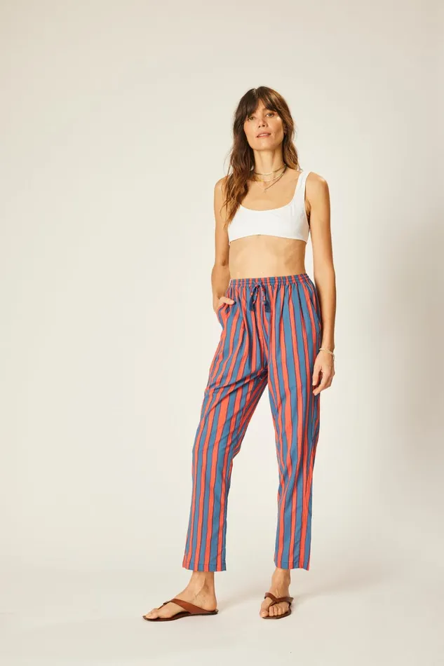 Bianca Pant Batik Stripe Blood Orange Women Natalie Martin Bottoms Bianca Pant Batik Stripe Blood Orange Women Natalie Martin Bottoms