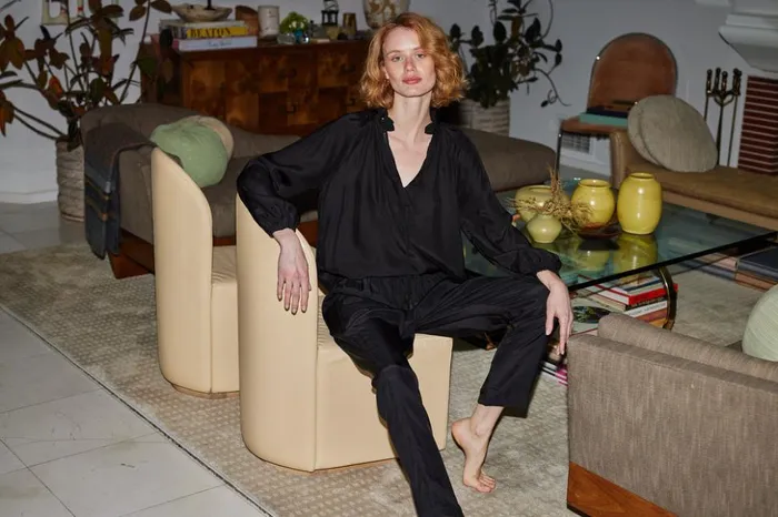 Bianca Pant Black Silk Women Natalie Martin Bottoms