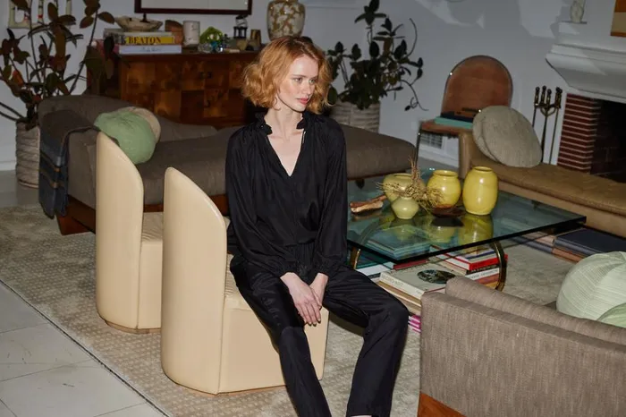 Bianca Pant Black Silk Women Natalie Martin Bottoms