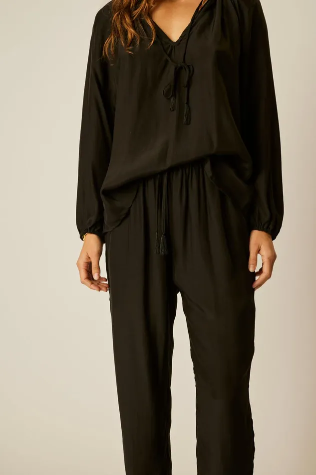 Bianca Pant Black Silk Women Natalie Martin Bottoms