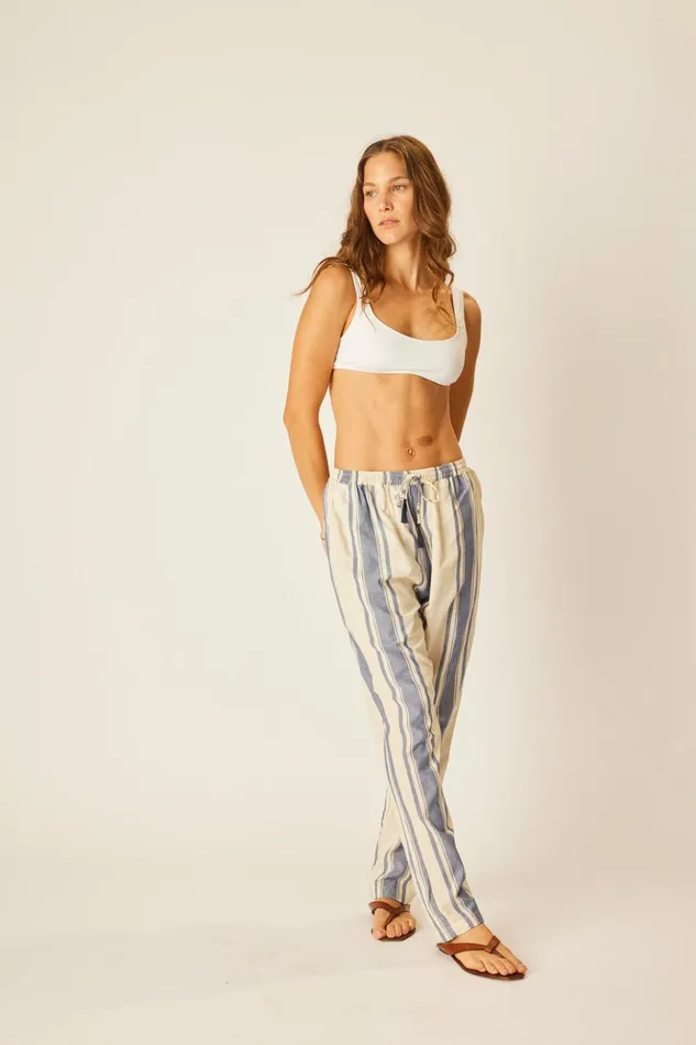 Bianca Pant French Stripe Blue Women Natalie Martin Bottoms