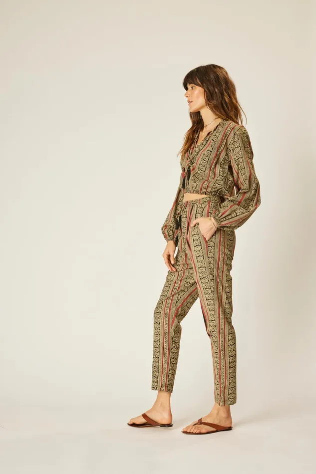 Bianca Pant Paisley Stripe Black Women Natalie Martin Bottoms Bianca Pant Paisley Stripe Black Women Natalie Martin Bottoms