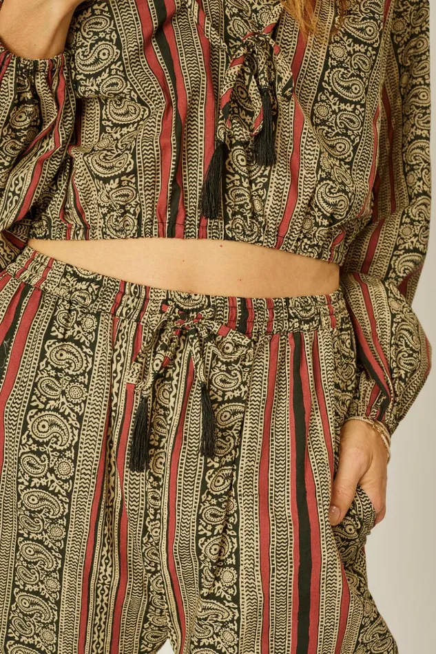 Bianca Pant Paisley Stripe Black Women Natalie Martin Bottoms Bianca Pant Paisley Stripe Black Women Natalie Martin Bottoms