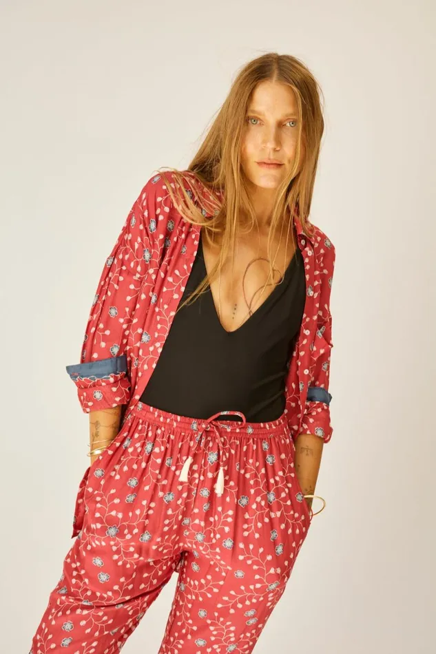 Bianca Pant Pinwheel Barn Red Women Natalie Martin Bottoms Bianca Pant Pinwheel Barn Red Women Natalie Martin Bottoms