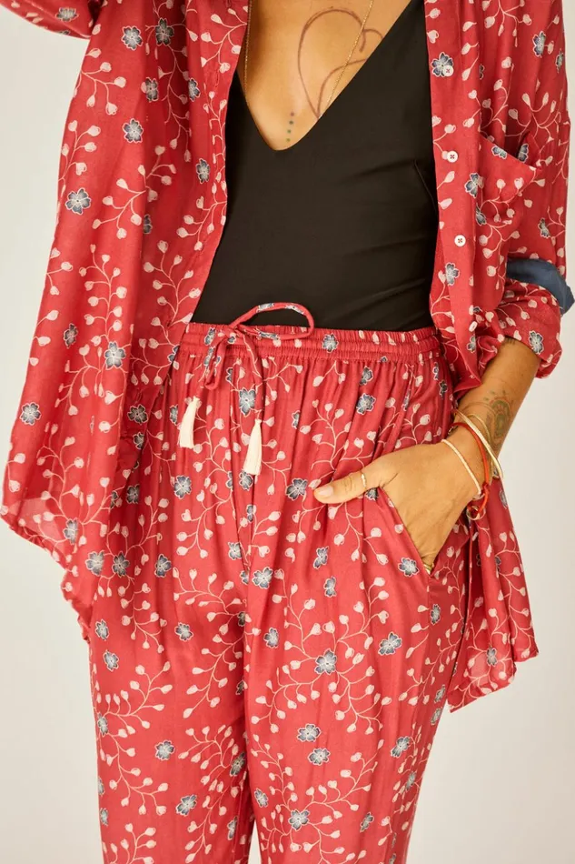 Bianca Pant Pinwheel Barn Red Women Natalie Martin Bottoms Bianca Pant Pinwheel Barn Red Women Natalie Martin Bottoms