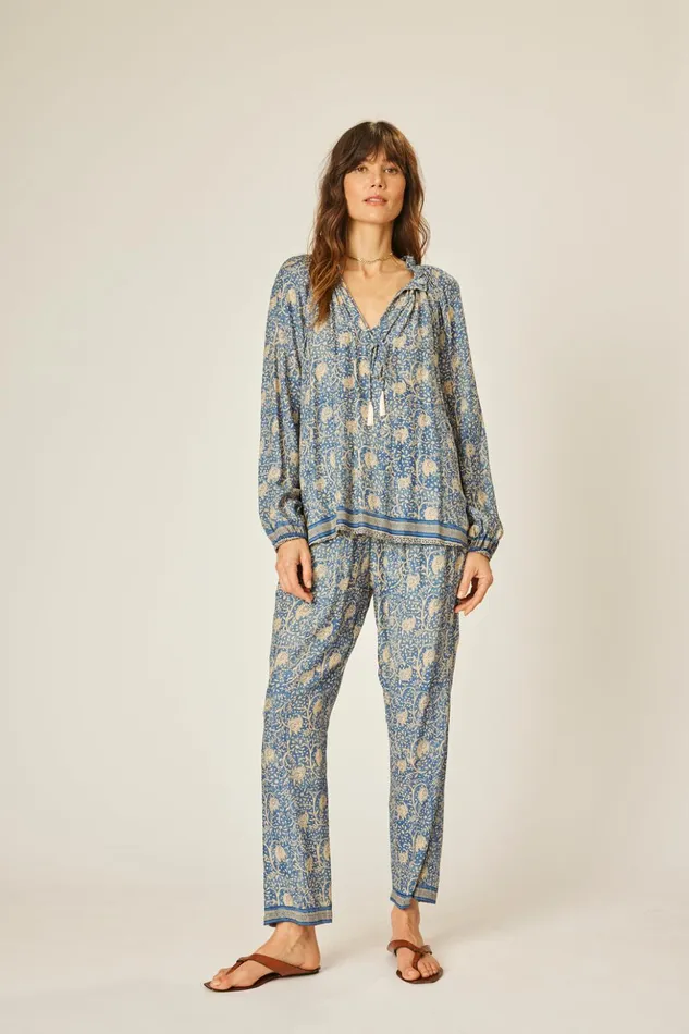 Bianca Pant Water Lily Blue Women Natalie Martin Bottoms