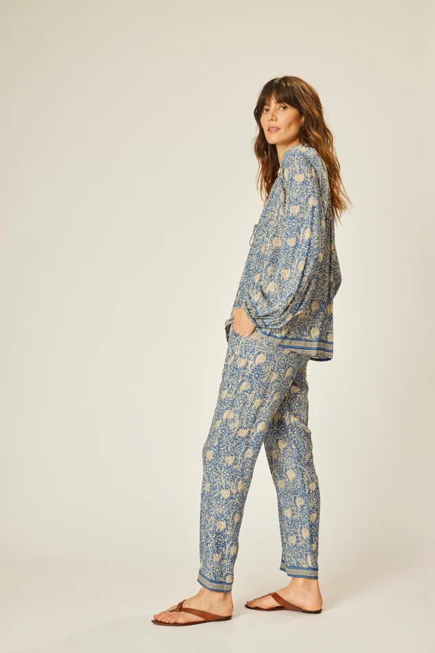 Bianca Pant Water Lily Blue Women Natalie Martin Bottoms Bianca Pant Water Lily Blue Women Natalie Martin Bottoms