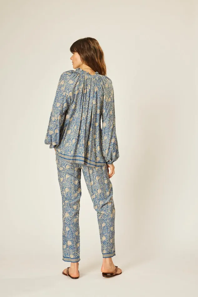 Bianca Pant Water Lily Blue Women Natalie Martin Bottoms Bianca Pant Water Lily Blue Women Natalie Martin Bottoms